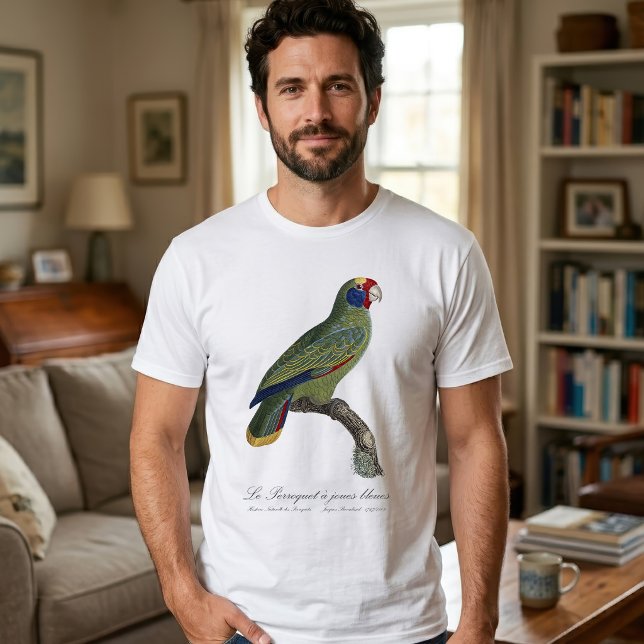 Red-Tailed Parrot Amazon, Amazona Brasiliensis T-Shirt (Red-Tailed Parrot Amazon, Amazona Brasiliensis. Men Basic White T-Shirt)