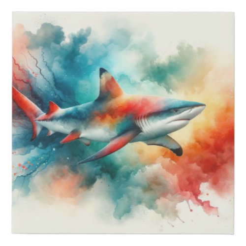 Red Tailed Shark Watercolor AREF910 _ Watercolor Faux Canvas Print