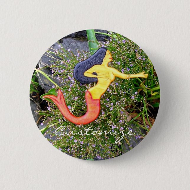 red tailed sirena mermaid back to school button (Front)