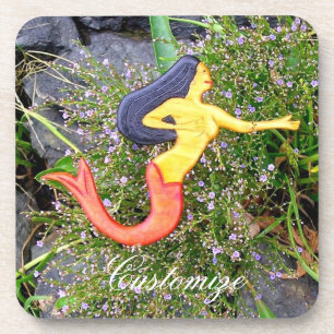 Red-tailed sirena mermaid beverage coaster