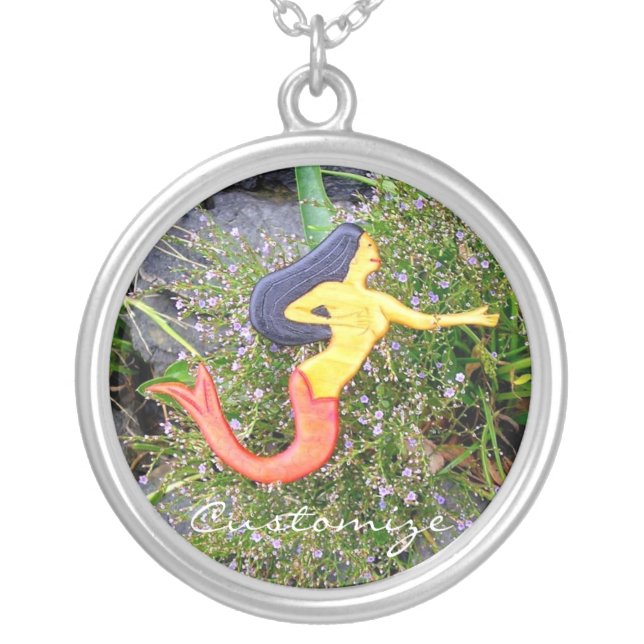 red-tailed sirena mermaid silver plated necklace (Front)