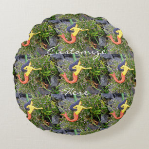red-tailed sirena mermaids green round pillow