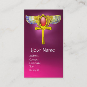 RED TALISMAN/EGYPTIAN WINGED ANKH CORNUCOPIA Pink Business Card