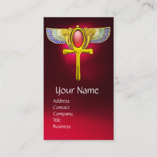RED TALISMAN/ EGYPTIAN WINGED ANKH WITH CORNUCOPIA BUSINESS CARD