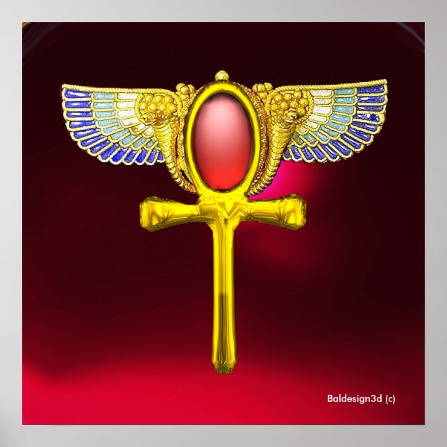 RED TALISMAN/ EGYPTIAN WINGED ANKH WITH CORNUCOPIA POSTER (Front)