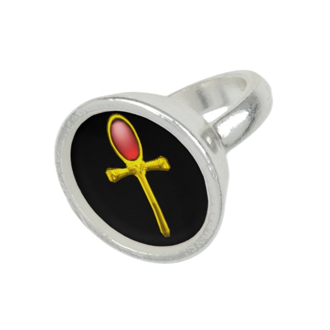 RED TALISMAN /eternal life Ankh Ring (Top)