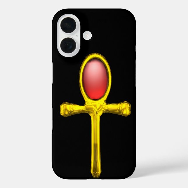 RED TALISMAN /GOLD EGYPTIAN ANKH Black Case-Mate iPhone Case (Back)