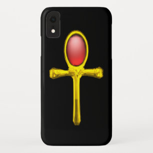 RED TALISMAN /GOLD EGYPTIAN ANKH iPhone XR CASE