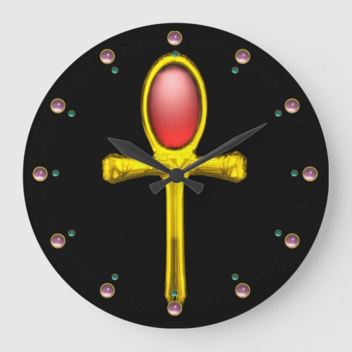 RED TALISMAN Ruby Gemstones Black Large Clock