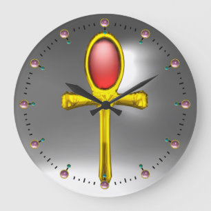 RED TALISMAN ,Ruby Gemstones ,Gray White Large Clock