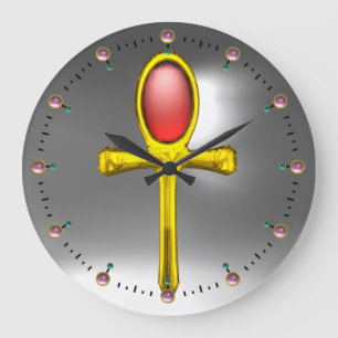 RED TALISMAN ,Ruby Gemstones ,Grey White Large Clock