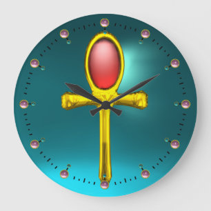 RED TALISMAN ,Ruby Gemstones ,Turquoise Blue Large Clock