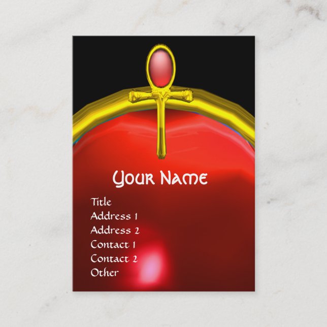 RED TALISMAN RUBY MONOGRAM bright black yellow Business Card (Front)