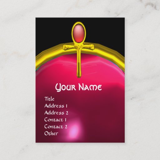 Customizable RED TALISMAN RUBY MONOGRAM bright yellow pink Business Card Templates
