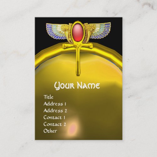 RED TALISMAN WINGED SCARAB ANKH AND CORNUCOPIA BUSINESS CARD