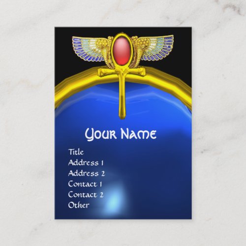 RED TALISMAN WINGED SCARAB ANKH AND CORNUCOPIA BUSINESS CARD