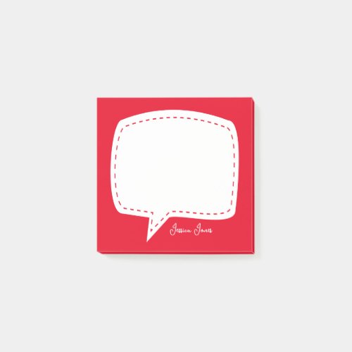 Red Talk Bubble Personalized Name speech bubble Post_it Notes