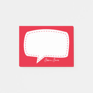 Red Talk Bubble Personalized Name speech bubble Post-it Notes