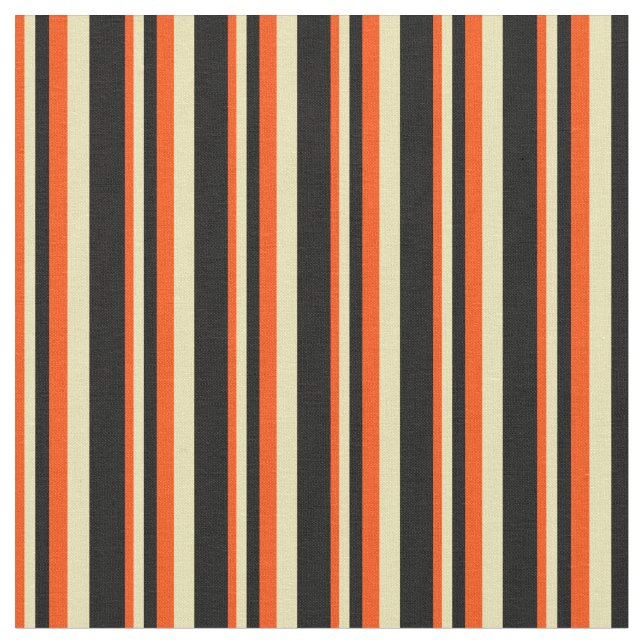 Red, Tan, and Black Pattern of Stripes Fabric (Close Up)