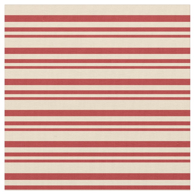 Red & Tan Colored Lines Pattern Fabric (Close Up)