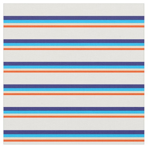 Red, Tan, Deep Sky Blue, Midnight Blue & White Fabric