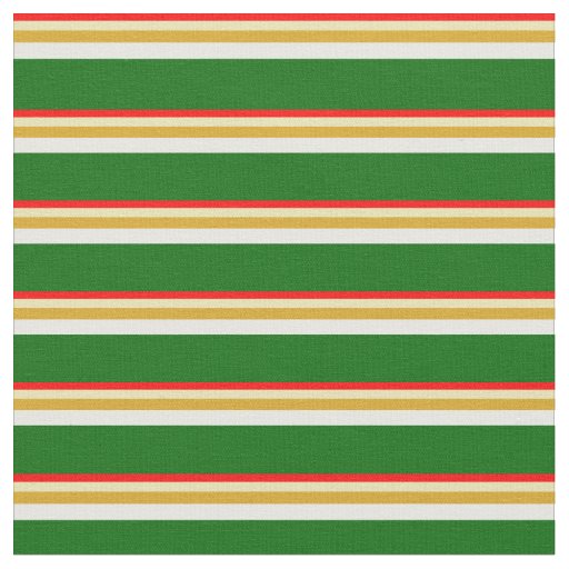 Red, Tan, Goldenrod, White, and Dark Green Lines Fabric