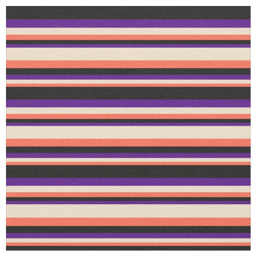 Red, Tan, Indigo & Black Colored Lines Fabric