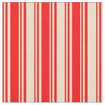 [ Thumbnail: Red & Tan Lines Fabric ]