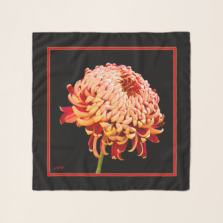 Red & Tan Mum Square Chiffon Scarf