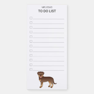 Red & Tan Rottweiler Cute Cartoon Dog To Do List Magnetic Notepad