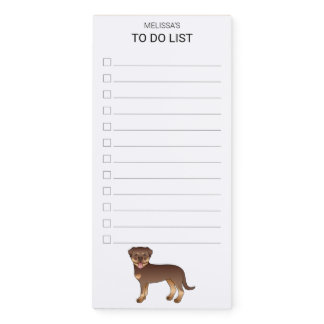 Red &amp; Tan Rottweiler Cute Cartoon Dog To Do List Magnetic Notepad