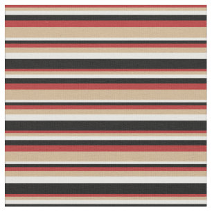 Red, Tan, White & Black Colored Lines Fabric