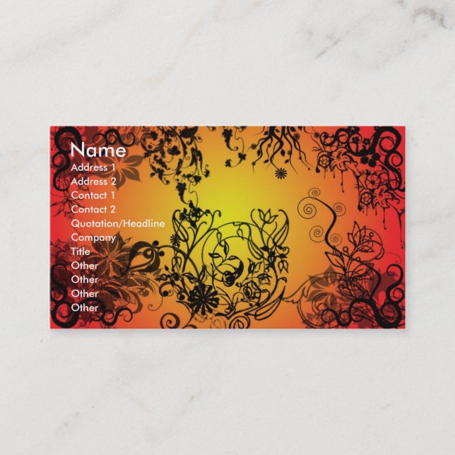 Red Tangled Floral Business Card (Front)