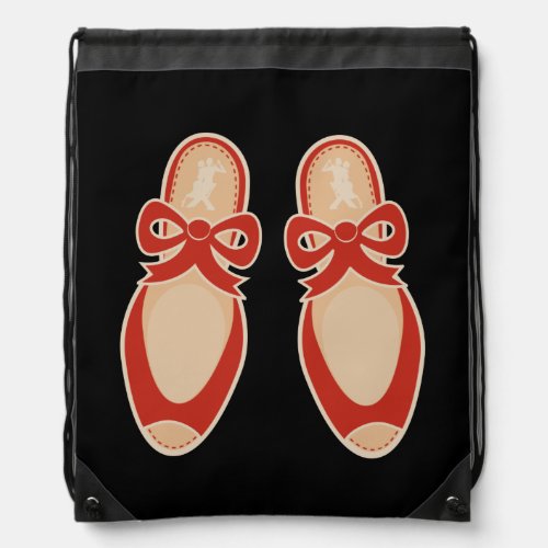 Red Tango Dance Shoes with Dance Couple Drawstring Bag