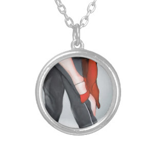 Red Tango Shoe Silver Plated Necklace