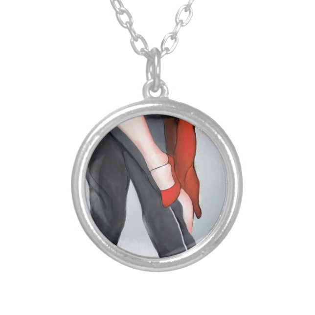 Red Tango Shoe Silver Plated Necklace (Front)