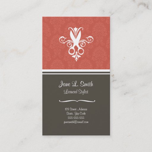 Customizable Red Tapestry Scissors Business Card Template