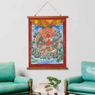 Red Tara Tibetan Goddess Hanging Tapestry