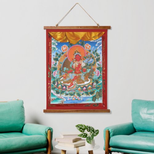 Red Tara Tibetan Goddess  Hanging Tapestry