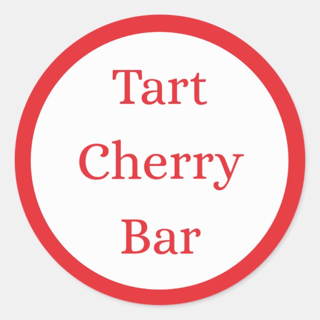 RED Tart Cherry Bar Flavor Round Sticker (Front)