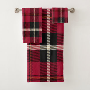 Red Tartan Bath Towel Set