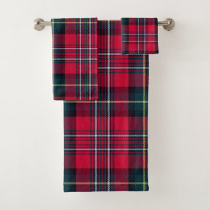 Red Tartan Bath Towel Set
