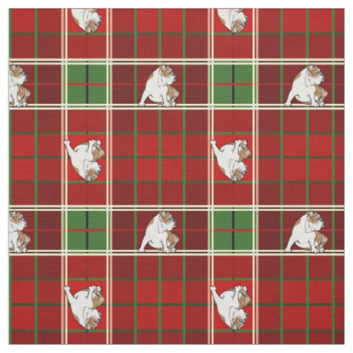 Red Tartan Bulldog Fabric