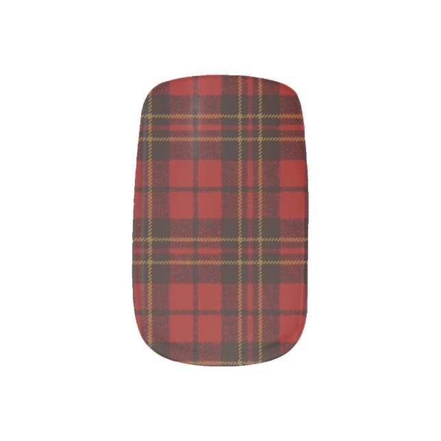 Red tartan Christmas plaid winter holidays pattern Minx Nail Art (Left Thumb)