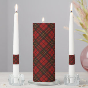 Red tartan Christmas plaid winter holidays pattern Unity Candle Set
