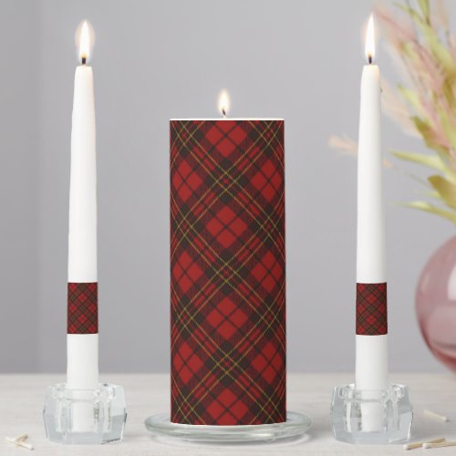 Red tartan Christmas plaid winter holidays pattern Unity Candle Set