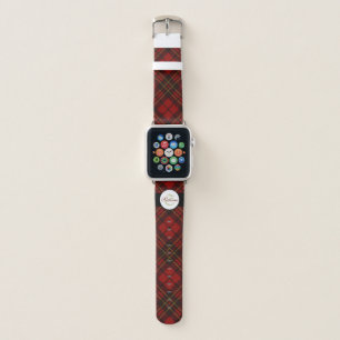 Red tartan Christmas plaid winter pattern Monogram Apple Watch Band