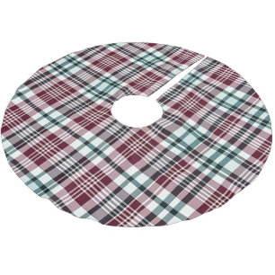 Red Tartan Christmas Tree Base Cover Up Brushed Polyester Tree Skirt