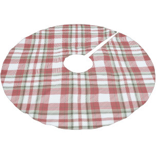 Red Tartan Christmas Tree Base Cover Up Brushed Polyester Tree Skirt