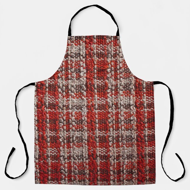 Red Tartan Fabric: Textured Background Apron (Front)